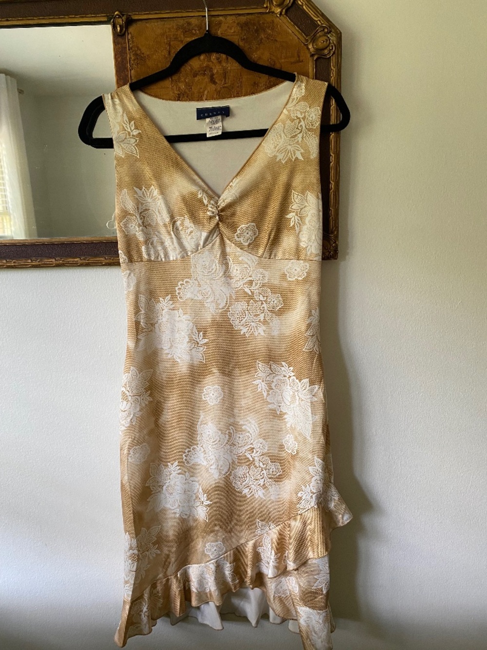 Vintage y2k Cream White Lace Ruffle Midi Dress Whimsygoth Boho Medium